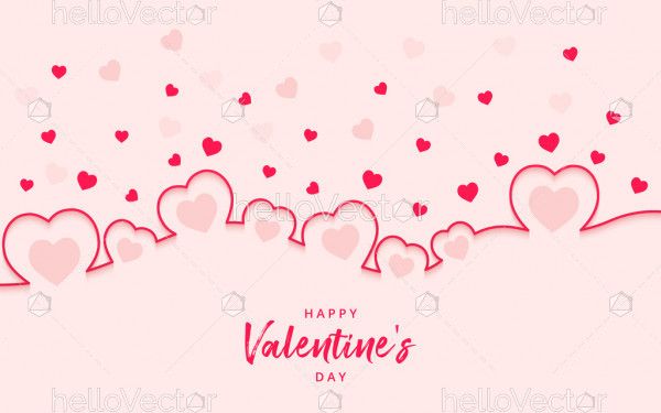 Heart line drawing, Valentine's background - Vector illustration