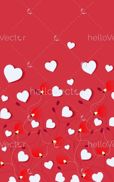 Hearts floral pattern background - Vector illustration