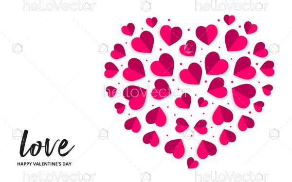 Beautiful heart made of small hearts, love background - Vector Illustration