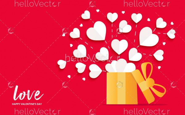Gift box full of hearts, love background -Vector Illustration