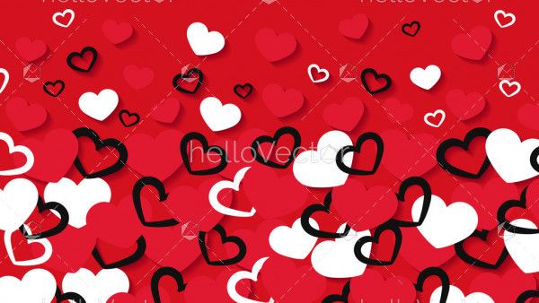 Seamless hearts on red background - Vector Illustration