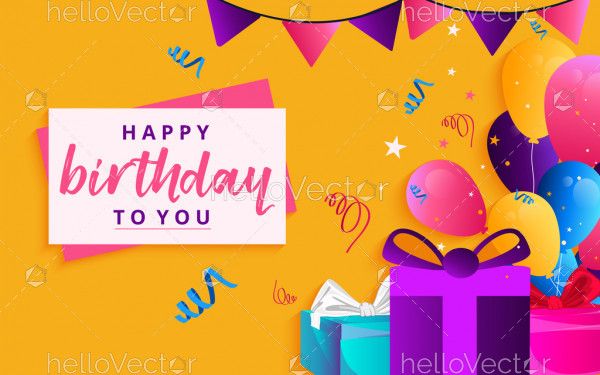Colorful birthday background with typography - Vector Illustration