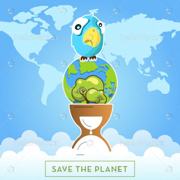 Earth day concept graphic with save the planet typography