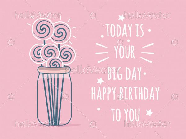 Birthday background in minimal style with typography - Vector Illustration
