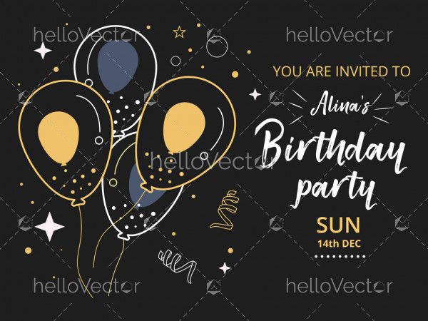Beautiful illustration of a birthday invitation card in minimal style - Vector Illustration