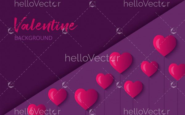 Valentine's day background with pink 3d realistic hearts - Vector illustration