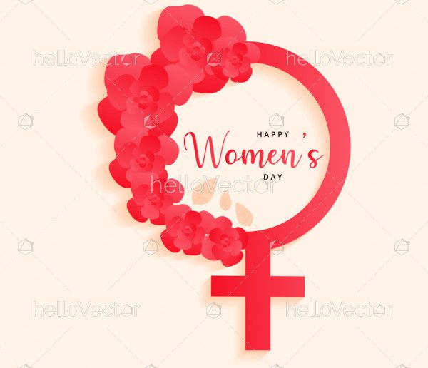 Woman symbol decorated with flowers, Happy women's day graphic