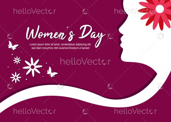 Happy women's day background with woman clipart - Vector Illustration