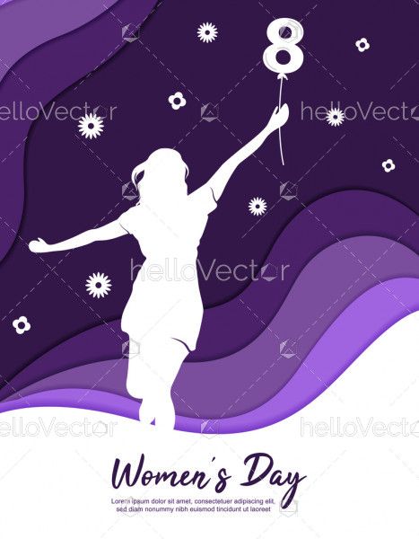 Happy women's day banner with woman clipart - Vector Illustration