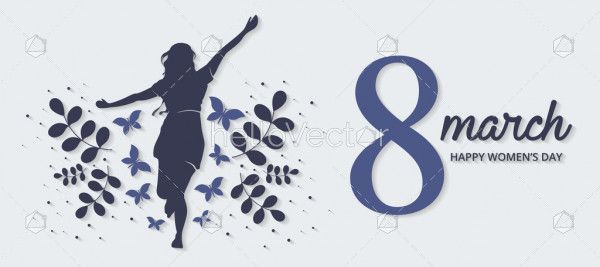 Happy women's day background with woman silhouette - Vector Illustration
