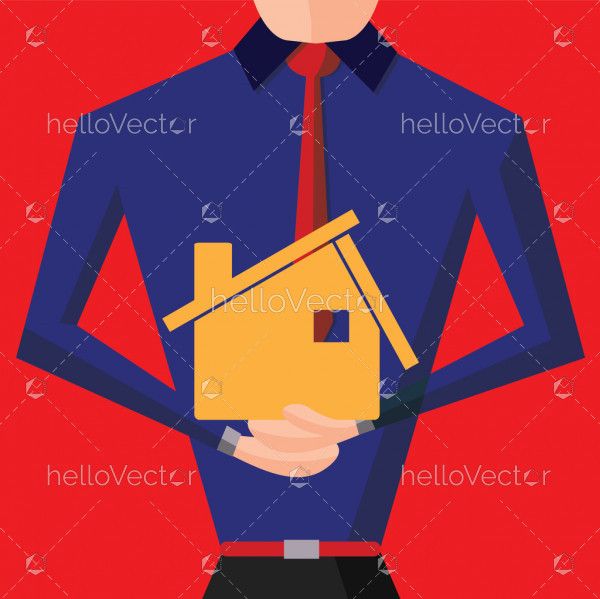 Real Estate background - agent with house model