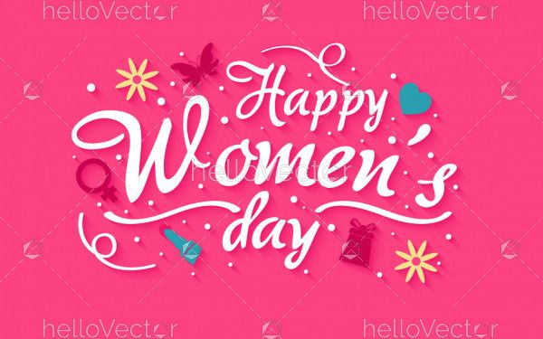 Happy women's day typography background - Vector Illustration