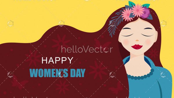 Happy women's day background with woman clipart - Vector Illustration