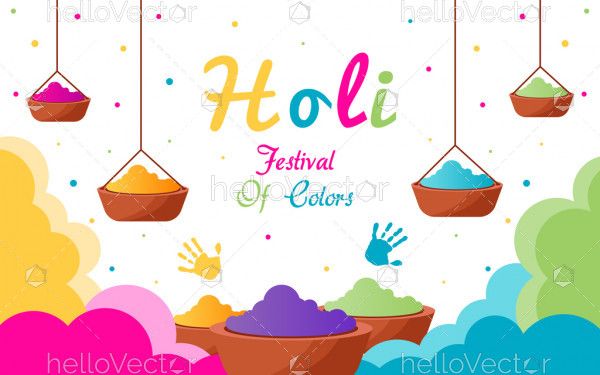Holi festival background with abstract colorful gulal powders