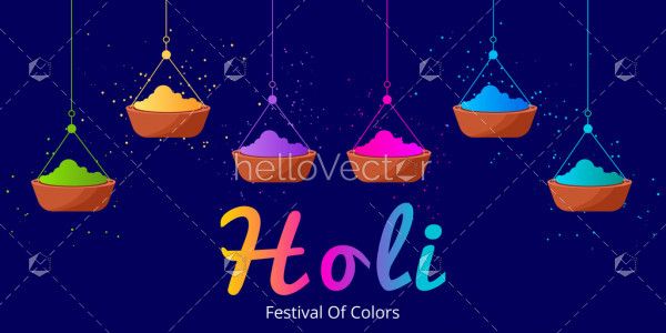 Holi festival background with abstract colorful gulal powders