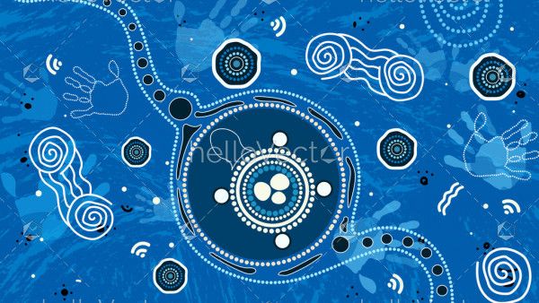 Aboriginal art painting with turtle - Vector Illustration