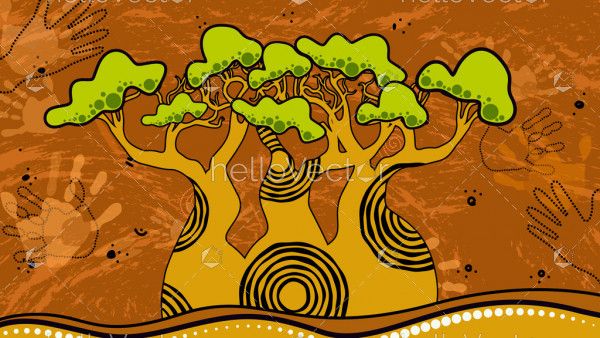 Boab (Baobab) Tree Vector,  Nature Concept Painting
