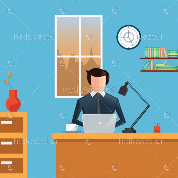 Business concept -  Office workplace flat illustration