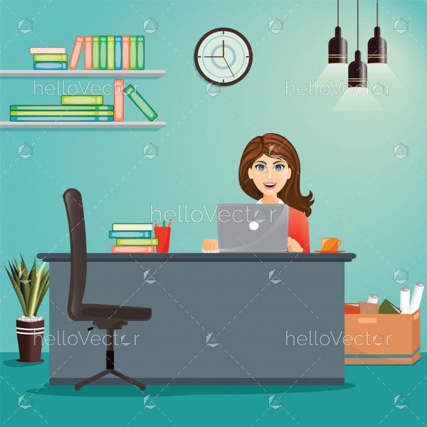 Business concept - woman working at her office desk