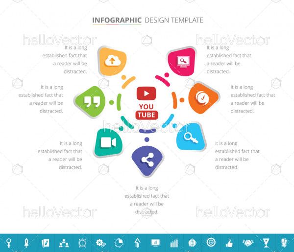 Infographic template design with 16 extra icons - Vector Illustration