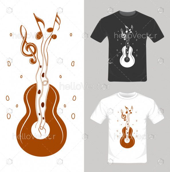 T-shirt graphic design. Music guitar vector illustration