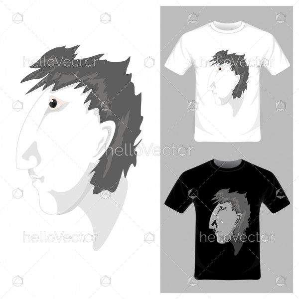 Man cartoon face Vector illustration. T-shirt graphic design
