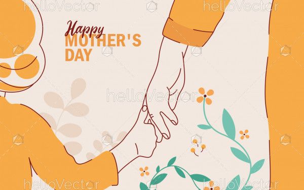 Child holds his mother hand, Happy mother's day background