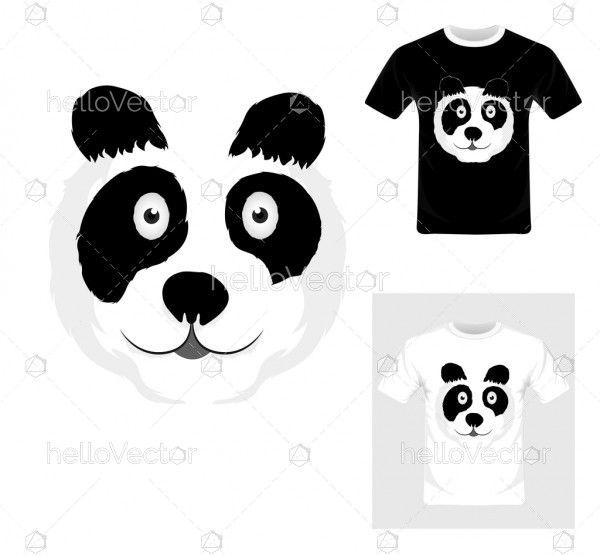 T-shirt graphic design. Black and white panda vector illustration