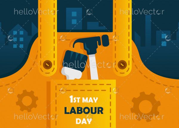 Work clothe with tools, Labour day illustration
