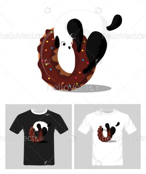 T-shirt graphic design. Playing panda vector illustration