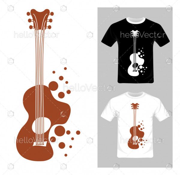 T-shirt graphic design. Guitar vector illustration