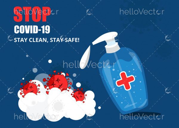 Hand sanitizer. Coronavirus protection concept illustration