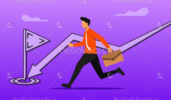 Businessman running to the target concept illustration
