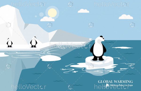 Melting Glaciers, Global Warming Illustration