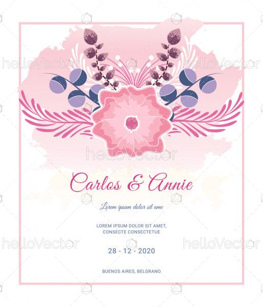 Floral wedding invitation card template - Vector illustration