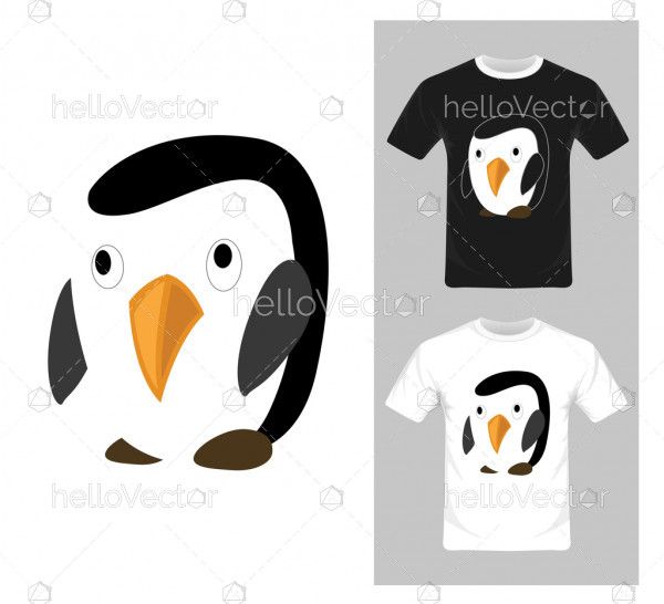 T-shirt graphic design. Cute penguin - Vector Illustration.