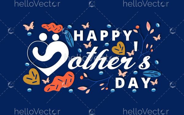 Happy Mother's Day lettering on a blue background