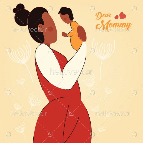 Mother holds her baby, Happy mother's day graphic design