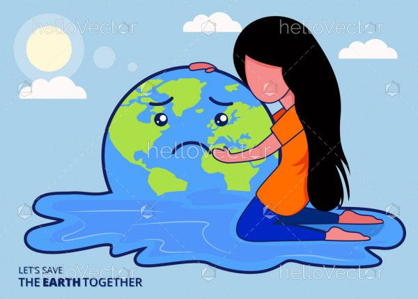 Melting Earth. Global warming concept illustration