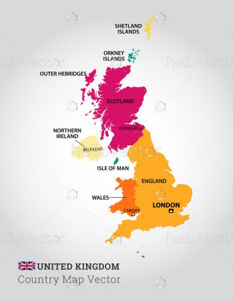 Detailed Map Of United Kingdom - Vector Illustration