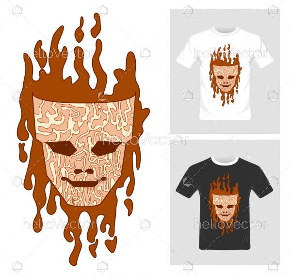 T-shirt graphic design. Mask vector illustration 