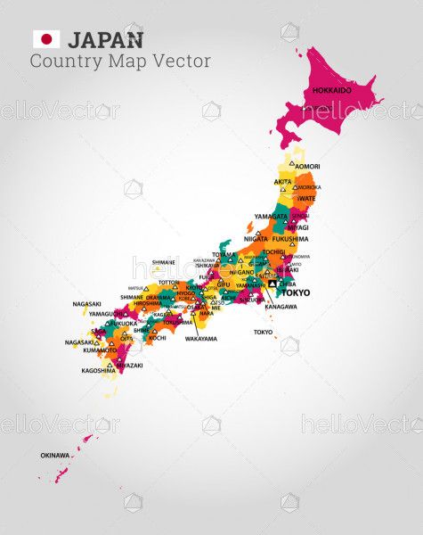 Detailed Map Of Japan - Vector Illustration