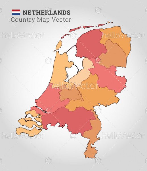 Netherlands Colorful Map - Vector Illustration
