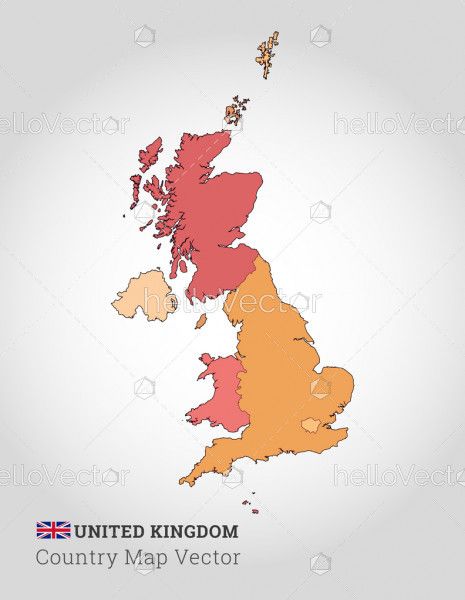 United Kingdom Colorful Map - Vector Illustration