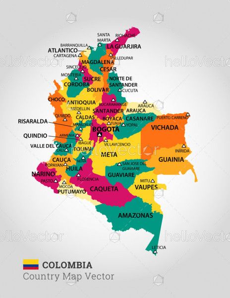 Detailed Map Of Colombia - Vector Illustration