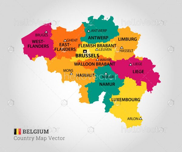 Detailed Map Of Belgium - Vector Illustration