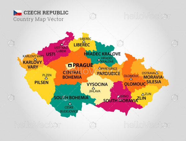 Detailed Map Of Czech Republic - Vector Illustration