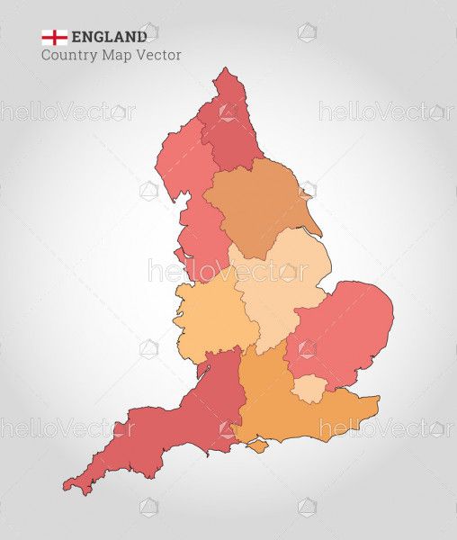 England Colorful Map - Vector Illustration