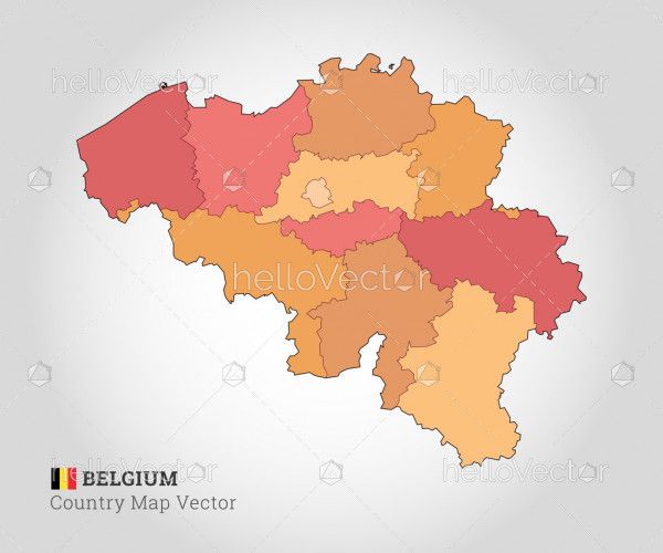 Belgium Colorful Map - Vector Illustration