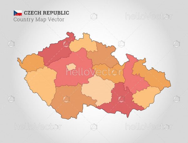 Czech Republic Colorful Map - Vector Illustration